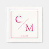 Serviette En Papier Serviettes Simples Élégantes Monogramme Blanc Fram (Devant)