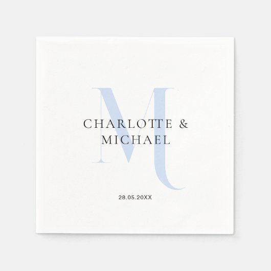 Serviette En Papier Serviettes simples, élégantes, monogrammes mariage (Devant)