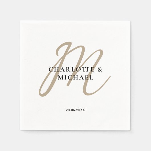 Serviette En Papier Serviettes simples, élégantes, monogrammes mariage (Devant)