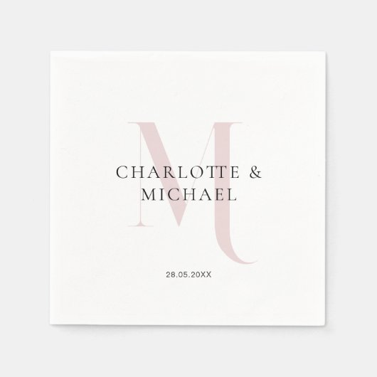 Serviette En Papier Serviettes simples, élégantes, monogrammes mariage (Devant)