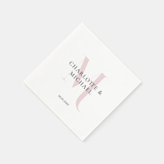 Serviette En Papier Serviettes simples, élégantes, monogrammes mariage (Coin)