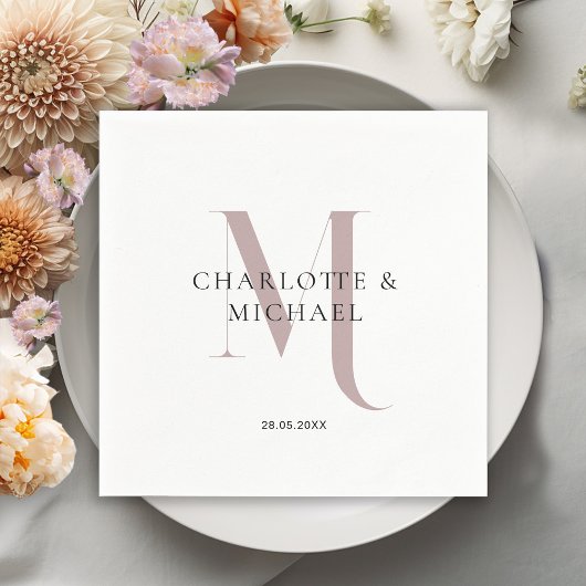Serviette En Papier Serviettes simples, élégantes, monogrammes mariage