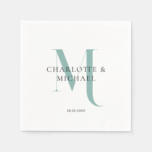 Serviette En Papier Serviettes simples, élégantes, monogrammes mariage (Devant)