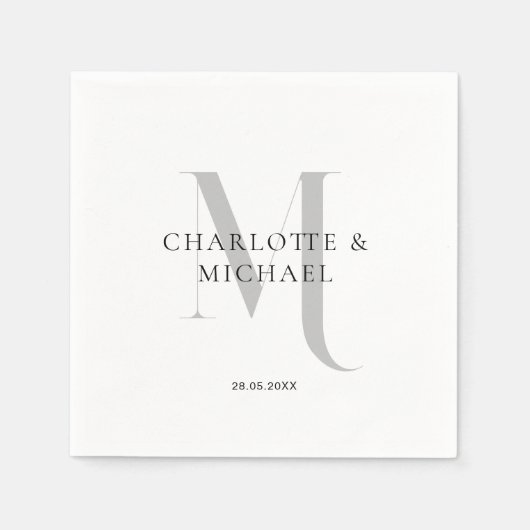 Serviette En Papier Serviettes simples, élégantes, monogrammes mariage (Devant)