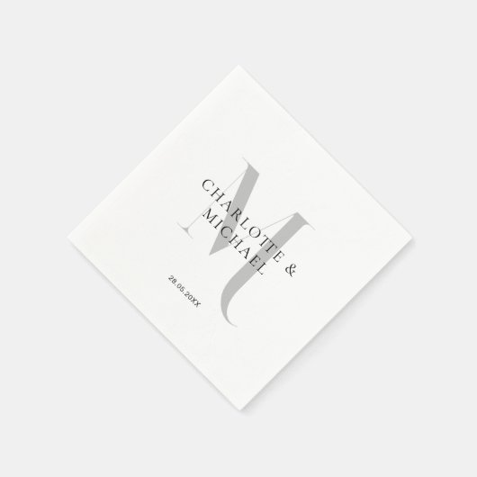 Serviette En Papier Serviettes simples, élégantes, monogrammes mariage (Coin)