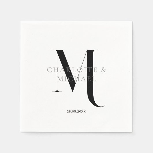Serviette En Papier Serviettes simples, élégantes, monogrammes mariage (Devant)