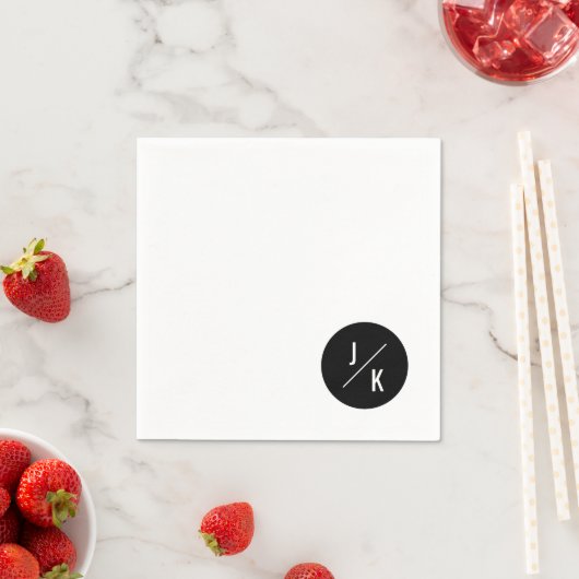 Serviette En Papier Serviettes simples en cercle monochrome mariage (En situation)