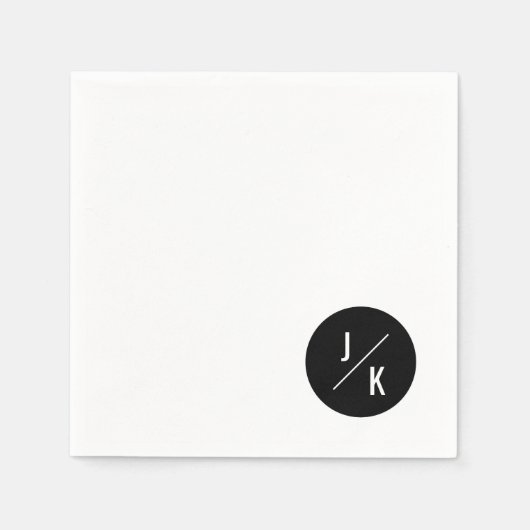 Serviette En Papier Serviettes simples en cercle monochrome mariage (Devant)