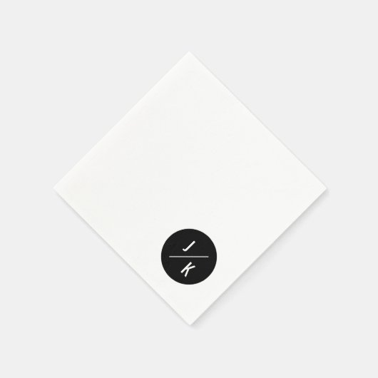 Serviette En Papier Serviettes simples en cercle monochrome mariage (Coin)