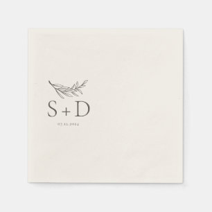 Serviette En Papier Serviettes simples en ivoire monogramme Mariage