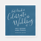 Serviette En Papier Serviettes simples en mariage bleu et blanc (Devant)