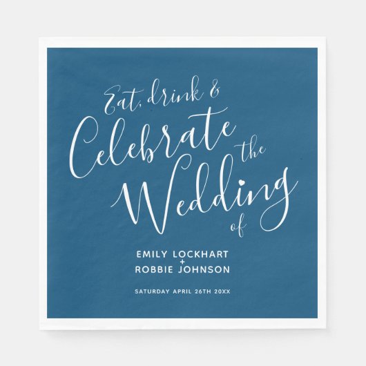 Serviette En Papier Serviettes simples en mariage bleu et blanc (Devant)