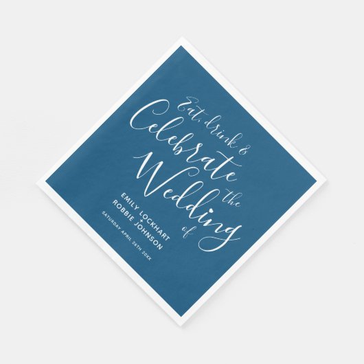 Serviette En Papier Serviettes simples en mariage bleu et blanc (Coin)