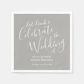 Serviette En Papier Serviettes simples en mariage gris et blanc (Devant)