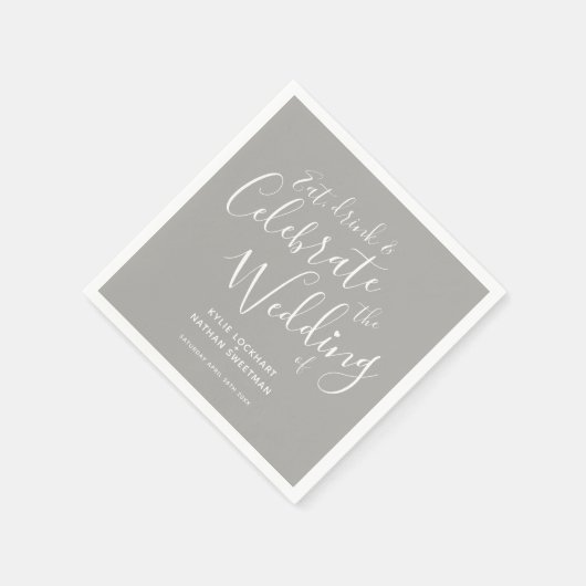 Serviette En Papier Serviettes simples en mariage gris et blanc (Coin)