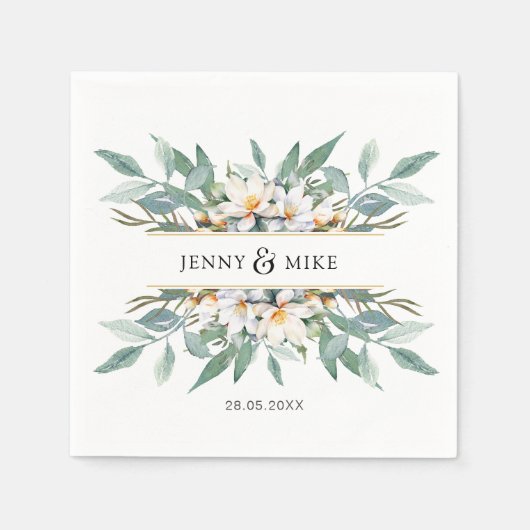 Serviette En Papier serviettes simples et élégantes à fleurs d'eucalyp (Devant)