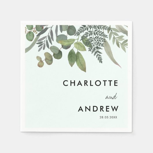 Serviette En Papier serviettes simples et élégantes à l'eucalyptus (Devant)