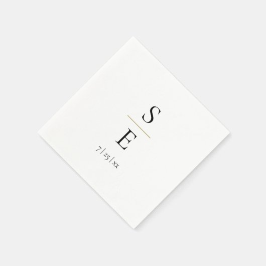 Serviette En Papier Serviettes simples Mariage Monogram élégant (Coin)