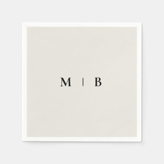 Serviette En Papier Serviettes sobres en monogramme beige (Devant)