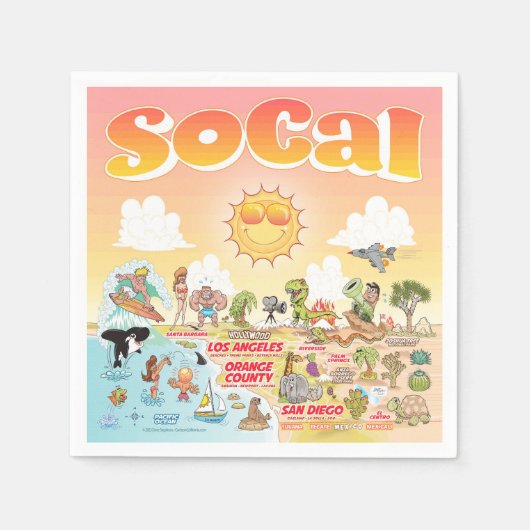 Serviette En Papier Serviettes SoCal ensoleillées (Devant)