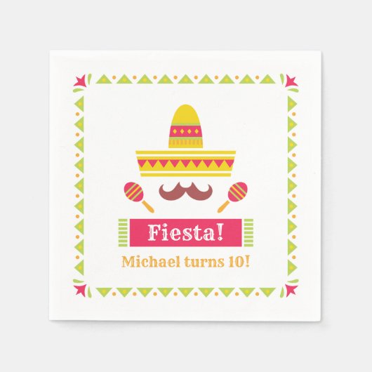 Serviette En Papier Serviettes Sombrero Mustache Maracas Fiesta (Devant)