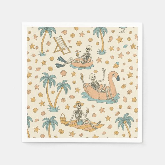 Serviette En Papier Serviettes squelette pour fête Summerween (Devant)