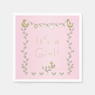 Serviette En Papier Serviettes standard pour Baby Shower ROSE "Oiseaux