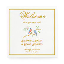 Serviettes standard pour mariage blanc Bluebirds