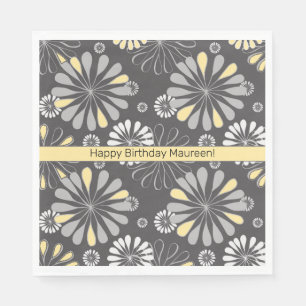 Serviette En Papier Serviettes tendance gris et jaune floral