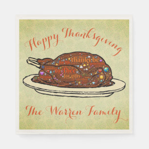 Serviette En Papier Serviettes Thanksgiving personnalisées