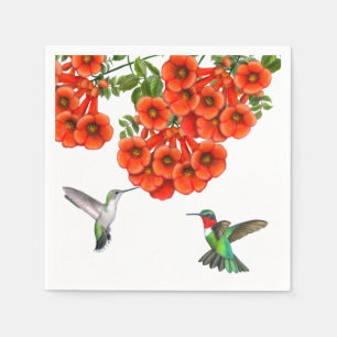 Serviette En Papier Serviettes Throated rouges de couples de colibri