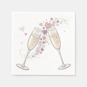 Serviette En Papier Serviettes Toast au Champagne - Cœurs et Bulles