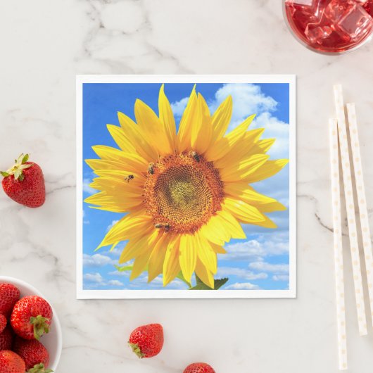 Serviette En Papier Serviettes tournesol et abeilles (En situation)