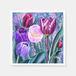 Serviette En Papier Serviettes Tulipes Colorées