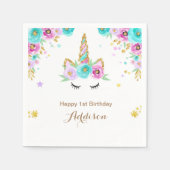 Serviette En Papier serviettes Unicorne avec fleurs (Devant)