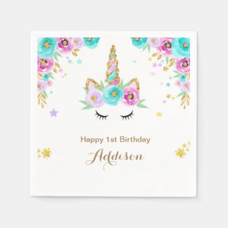Serviette En Papier serviettes Unicorne avec fleurs