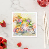 Serviette En Papier Serviettes vélo et fleurs (En situation)