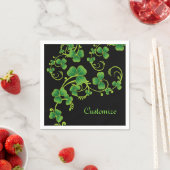Serviette En Papier Serviettes Vert et Noir de Vignes Trèfle (En situation)