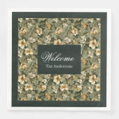 Serviette En Papier Serviettes Vert Sage Personnalisées Style Chic Sha (Devant)
