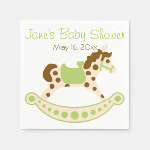 Serviette En Papier Serviettes vertes de baby shower de cheval de