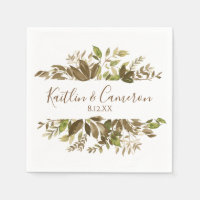 Serviettes vertes mariages | Typographie (Brown)