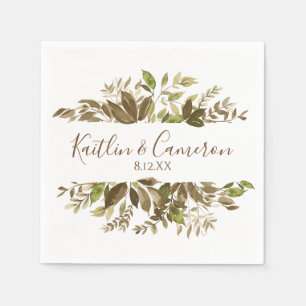 Serviette En Papier Serviettes vertes mariages Typographie (Brown)
