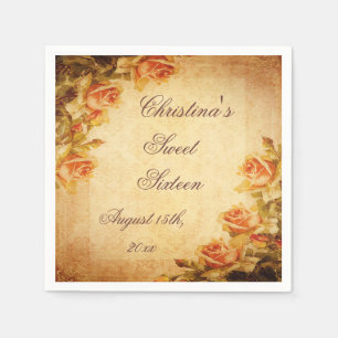 Serviette En Papier Serviettes Vintage Damask Shabby Chic Roses Péches