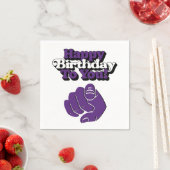 Serviette En Papier Serviettes violettes 3 plis "Joyeux Anniversaire" (En situation)