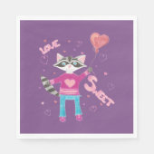 Serviette En Papier Serviettes violettes Saint-Valentin avec raton lav (Devant)