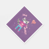 Serviette En Papier Serviettes violettes Saint-Valentin avec raton lav (Coin)