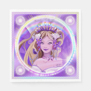 Serviette En Papier Serviettes violettes Sun Fairy