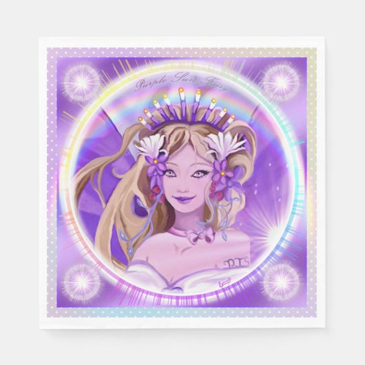 Serviette En Papier Serviettes violettes Sun Fairy (Devant)