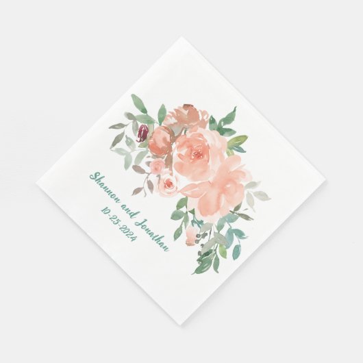Serviette En Papier Serviettes Wedding showers personnalisées Peach Ro (Coin)