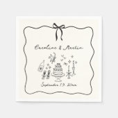 Serviette En Papier serviettes Whimsical, dessinées à la main mariage (Devant)